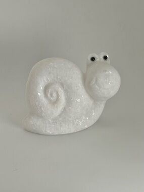 White Stone Snail Carving / Crystal Snail Figurine
